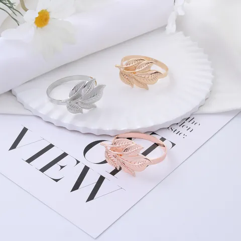 Metal Leaf Napkin Rings Alloy Decorative Napkin Buckle For Wedding Banquet Restaurant Hotel Household Table Decoration