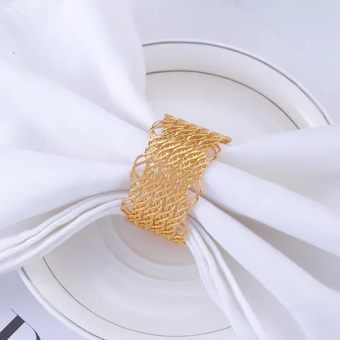 Servilleteros de Metal Europeos Oro Plata Aleación Hueco Geométrico Espiral Hebilla de Servilleta Para Boda Banquete Mesa Decoración