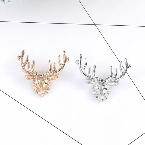 Vintage Lega Alce Testa di Cervo Spilla Pins Per Uomo Donna Vestito Accessori Oro Argento Metallo Animale Spilla da Bavero Regalo di Natale