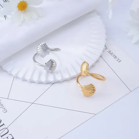 Luxury Shell Napkin Ring Creative Ocean Style Metal Opening Adjustable Napkin Buckle For Wedding Banquet Home Table Decoration