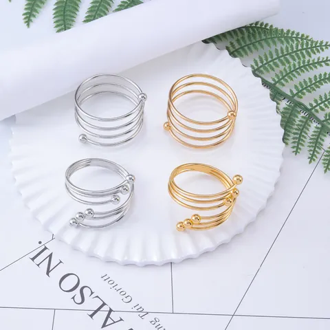 Modern Metal Spiral Napkin Rings For Wedding Hotel Table Decoration Gold Silver Alloy Napkin Ring Holder With Beads