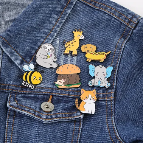 Süße Cartoon Tier Emaille Brosche Pin Für Rucksack Kleidung Faultier Igel Elefant Giraffe Abzeichen Schmuck Geschenk
