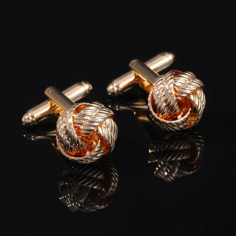 Gemelos de Cobre Clásicos con Nudo de Amor Trenzado para Hombre Negocios Boda Camisa Gemelos de Metal Joyería Galvanizada Accesorios Regalo