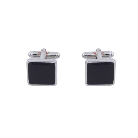 Business Men Square Alloy Cufflinks Black Enamel Silver Gold Plated Geometric French Shirt Studs For Wedding Party Jewelry