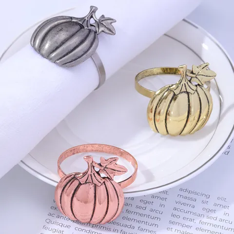 Vintage Pumpkin Napkin Rings Metal Napkin Holders With Maple Leaf Decoration For Halloween Thanksgiving Autumn Party Table Decor