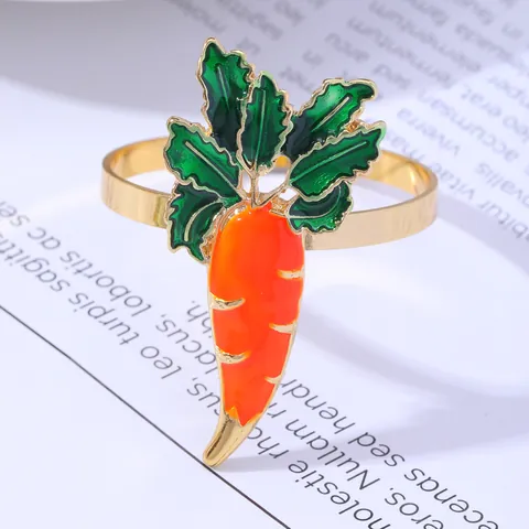 Alloy Enamel Carrot Napkin Ring Easter Table Decoration For Restaurant Party Home Dining Room Gold Orange Green Buckle