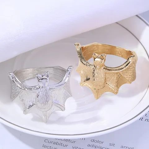 Halloween Bat Napkin Rings Metal Alloy Gothic Bat Shape Napkin Holder For Hotel Restaurant Wedding Table Decor Gold Silver