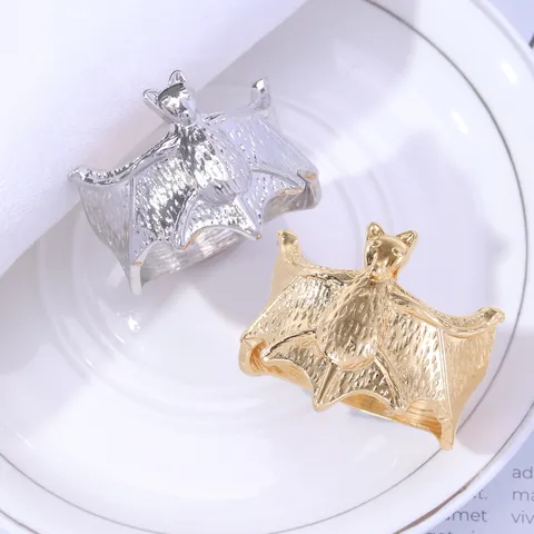 Halloween Bat Napkin Rings Metal Alloy Gothic Bat Shape Napkin Holder For Hotel Restaurant Wedding Table Decor Gold Silver