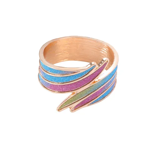 Modern Rose Gold Alloy Napkin Ring With Rainbow Glitter Gradient Spiral Design For Wedding Restaurant Table Decoration