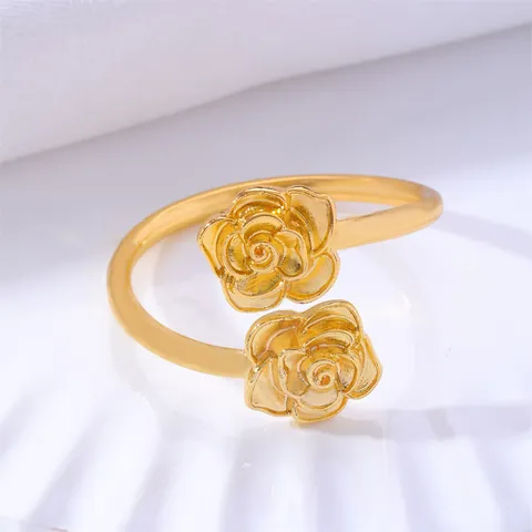 Elegant Metal Double Rose Flower Napkin Rings Romantic Alloy Napkin Buckles For Wedding Hotel Party Table Decoration