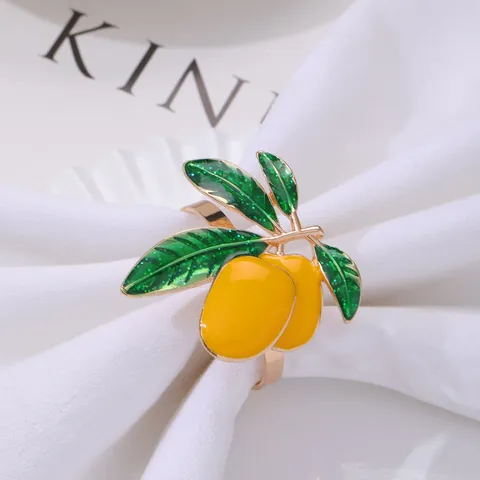 Alloy Enamel Fruit Napkin Rings Lemon Mango Shaped Napkin Buckle For Hotel Restaurant Wedding Party Table Decoration Accessories