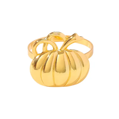Vintage Alloy Pumpkin Napkin Rings Halloween Thanksgiving Maple Leaf Metal Napkin Holder For Harvest Table Decoration