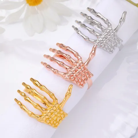 Skeleton Hand Napkin Rings Alloy Metal Halloween Table Decoration Gothic Party Napkin Buckles Gold Silver Rose Gold Black