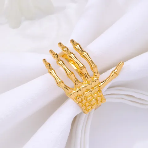 Halloween Napkin Rings Zinc Alloy Skull Hand Pumpkin Spider Web Bat Ghost Festive Table Decor For Party Restaurant Dinner