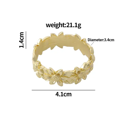 Elegant Sunflower Alloy Napkin Rings Metal Enamel Floral Napkin Buckles For Wedding Banquet Table Decoration Gold Silver