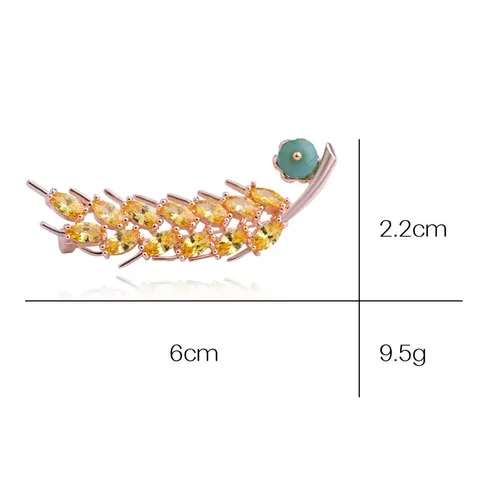 Vintage Alloy Rhinestone Wheat Ear Brooch Elegant Imitation Artificial Pearl Plant Pattern Brooch For Women Wedding Banquet Jewelry
