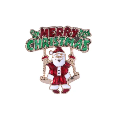 Festive Christmas Brooch Alloy Enamel Santa Claus Snowman Christmas Tree Penguin Rhinestone Badge For Party Holiday Decor Gift Jewelry