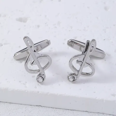 Boutons de Manchette Homme Note de Musique Clé de Sol Alliage Strass Accessoires de Chemise Affaires Mariage Cadeau Mode