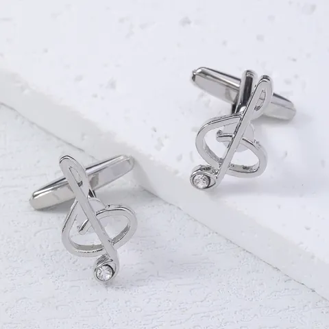 Boutons de Manchette Homme Note de Musique Clé de Sol Alliage Strass Accessoires de Chemise Affaires Mariage Cadeau Mode