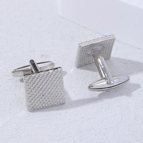 Französischer Stil Quadratische Legierung Manschettenknöpfe Für Herren Business Formelles Hemd Einfache Webstruktur Schmuck Geschenk Gold Silber Ton