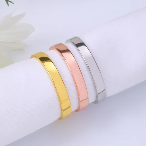 Alloy Electroplated Round Napkin Rings Set Minimalist Metal Napkin Buckle Holder For Hotel Dining Table Wedding Party Decor