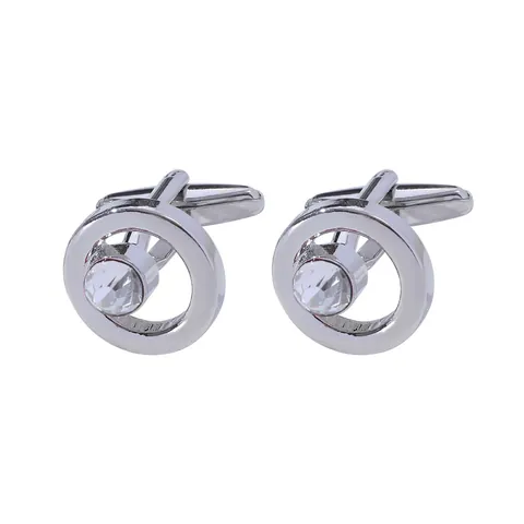 Men Business Round Rhinestone Cufflinks Alloy Inlaid Crystal Sleeve Buttons For Wedding Party Shirt Jewelry