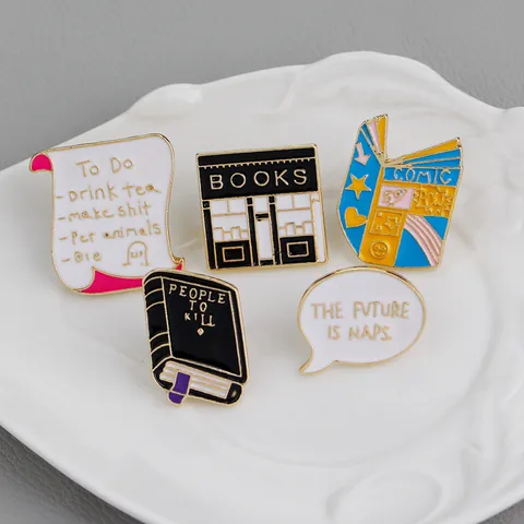 Cartoon Cartoon Comic Book Enamel Pin Speech Bubble Brooch Custom Lapel Pin Badge Bookworm Jewelry Gift For Backpack Clothes Unisex