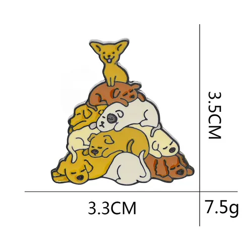 Spilla in Smalto a Forma di Cani Impilati Cartone Animato in Lega Distintivo Animale per Giacca di Jeans Accessori Zaino Gioielli