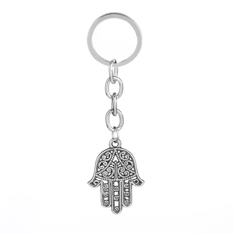 Vintage Hohl Zinklegierung Hamsa Hand Der Fatima Schlüsselanhänger Filigran Ethno Hand Schlüsselring Für Damen Herren Auto Tasche Zubehör