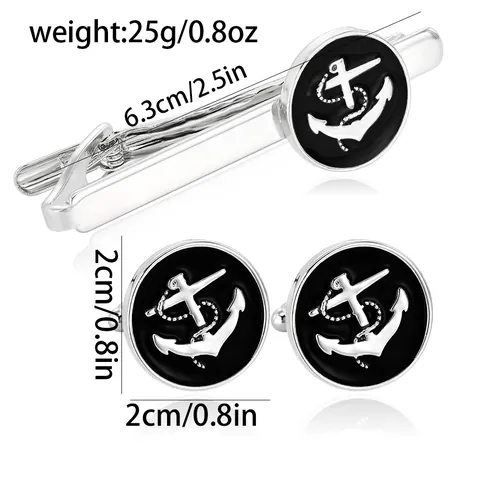 Herren Legierung Anker Krawattenklammer und Manschettenknöpfe Set Silber Gold Nautisch Emaille Business Anzug Hochzeit Schmuck