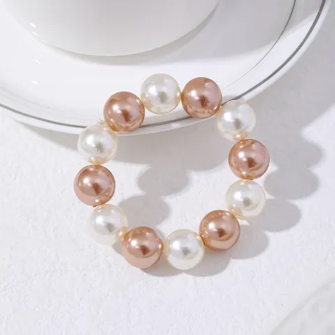 Servilletero Moderno Elegante de Perlas Artificiales de Imitación Oro Champaña Blanco Plástico con Cuentas para Decoración Mesa Boda Banquete