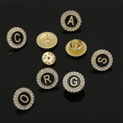 Uomo Business Lettera Inglese Strass Spilla Gemelli E Fermacravatta Lega Gioielli Alfabeto Personalizzati Per Camicia Da Abito
