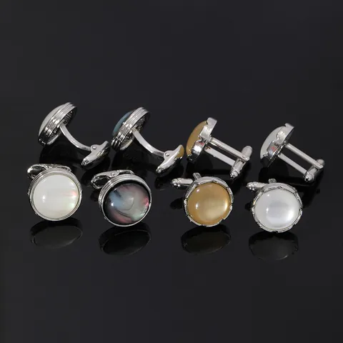 Gemelos de Aleación de Cristal Redondos de Moda para Hombre Mujer Estilo Francés Negocios Boda Joyería Regalo