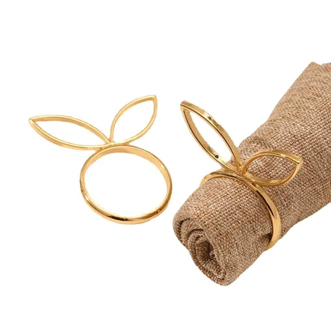 Anillos para Servilletas con Orejas de Conejo de Pascua Aleación Diamantes de Imitación Oro Plata para Decoración de Mesa