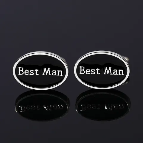 Gemelos de Negocios para Hombre Aleación Esmalte Letra Identidad Boda Traje Formal Accesorios de Camisa Novio Padrino Regalo