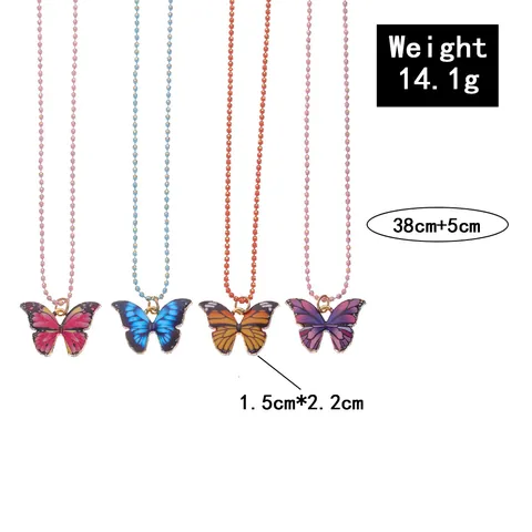 Fashion Bohemian Alloy Colorful Butterfly Pendant Necklace BFF Best Friends Rhinestone Heart Choker Jewelry For Women Gift