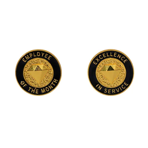 Employee Of The Month Excellence In Service Brooch Alloy Enamel Round Pin Business Office Staff Recognition Award Badge