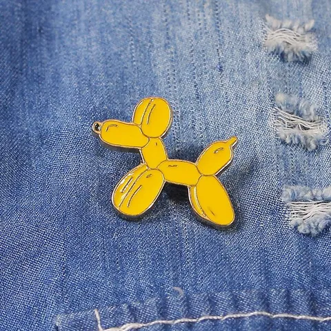Fashion Yellow Balloon Dog Enamel Brooch Pin Alloy Animal Lapel Pin For Women Girls Clothes Bag Decor Accessories