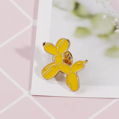 Fashion Yellow Balloon Dog Enamel Brooch Pin Alloy Animal Lapel Pin For Women Girls Clothes Bag Decor Accessories