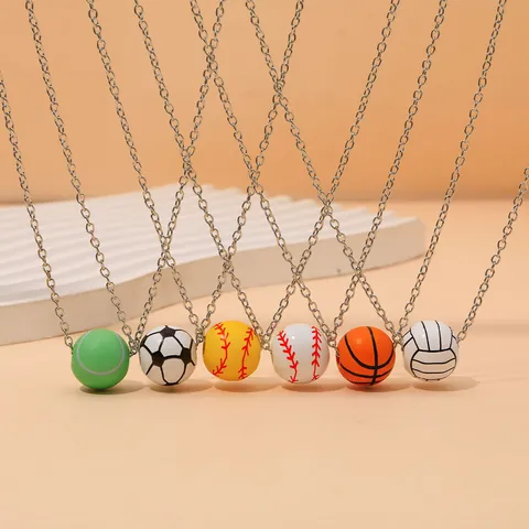 Collier Pendentif Ballon de Sport en Alliage Football Basketball Baseball Tennis Pour Hommes Femmes Fans Bijoux Cadeau Quotidien
