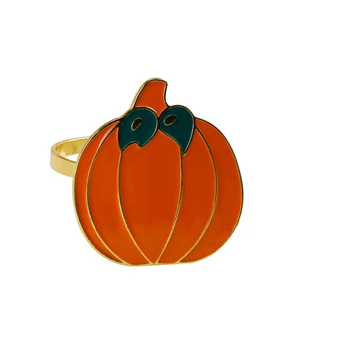 Autumn Harvest Enamel Napkin Rings Set Sunflower Pumpkin Squirrel Metal Table Decor For Thanksgiving Halloween Party Dinner