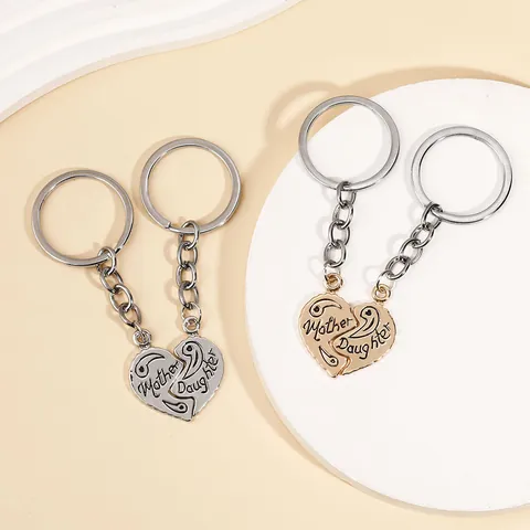Moeder Dochter Hart Puzzel Sleutelhanger Legering Splitsen Hart Sleutelring Hanger Moederdag Verjaardag Sieraden Cadeau Voor Dames