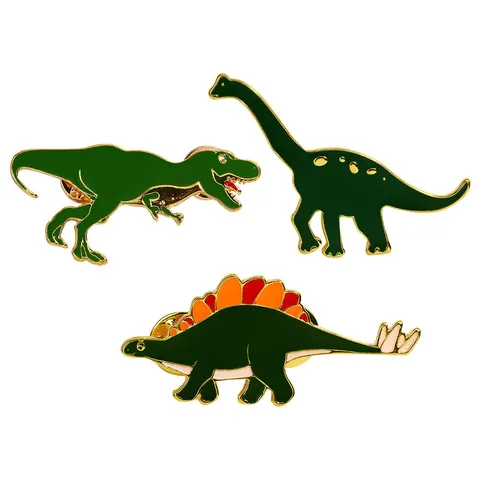 Cartoon Dinosaur Enamel Pin Set Cute Brachiosaurus Tyrannosaurus Rex Stegosaurus Alloy Badge For Backpack Decoration Unisex Kids Gift