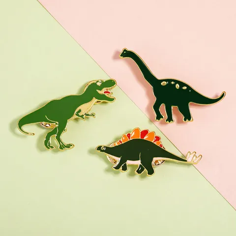 Cartoon Dinosaur Enamel Pin Set Cute Brachiosaurus Tyrannosaurus Rex Stegosaurus Alloy Badge For Backpack Decoration Unisex Kids Gift