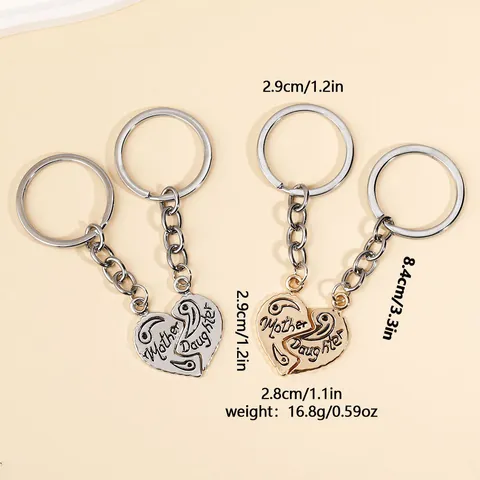 Moeder Dochter Hart Puzzel Sleutelhanger Legering Splitsen Hart Sleutelring Hanger Moederdag Verjaardag Sieraden Cadeau Voor Dames