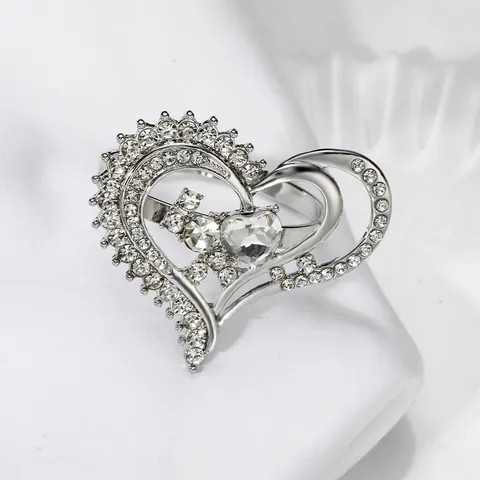Rhinestone Hollow Heart Napkin Ring Silver Metal Napkin Buckle Holder For Valentine's Day Wedding Hotel Table Decor