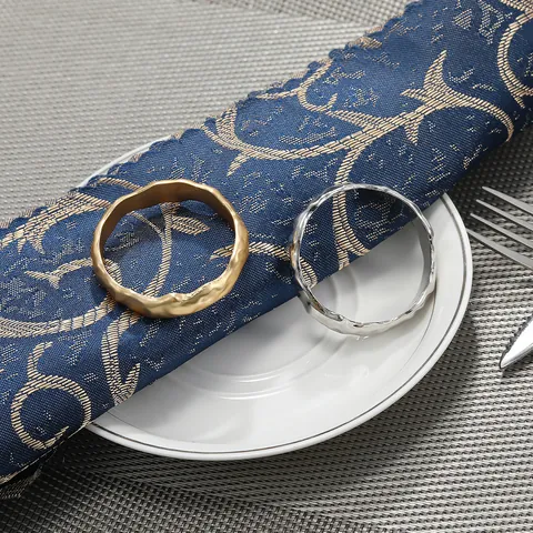 Minimalist Hammered Metal Napkin Rings For Wedding Banquet Table Decoration Gold Silver Napkin Holder Ring For Tableware