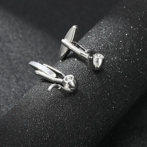 Men Business Alloy Pipe Shape Cufflinks Silver Plated Creative Humorous Shirt Cuff Links Jewelry Accessory For Banquet Office