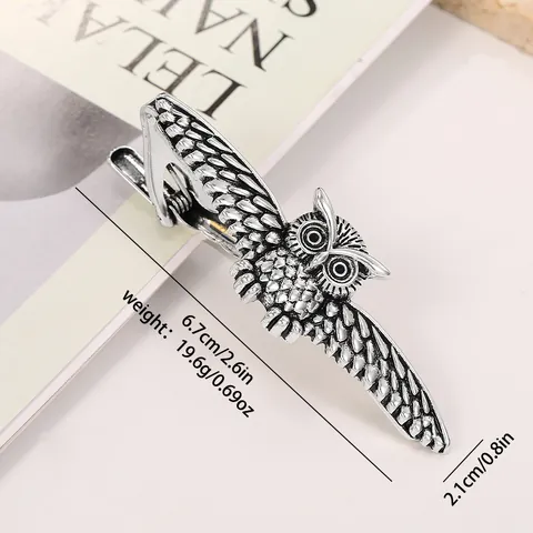 Men's Vintage Alloy Animal Tie Clip Owl Fish Design Antiqued Silver Finish Business Shirt Necktie Accessories Gift