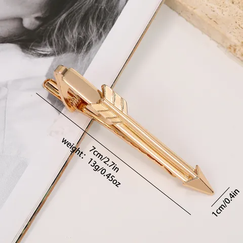 Fashion Men's Gold Arrow Tie Clip Electroplated Alloy Business Casual Necktie Bar For Wedding Formal Party Jewelry Accessory